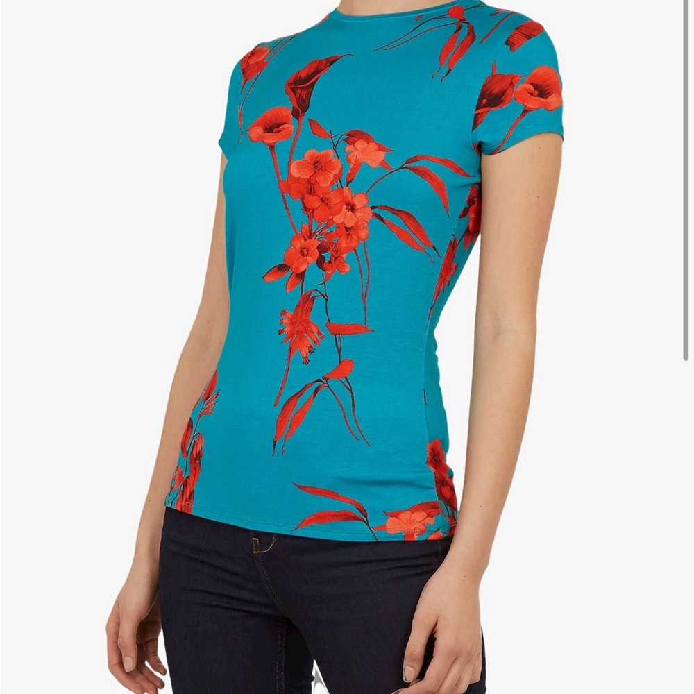 Ted Baker teal and orange floral tee size 1